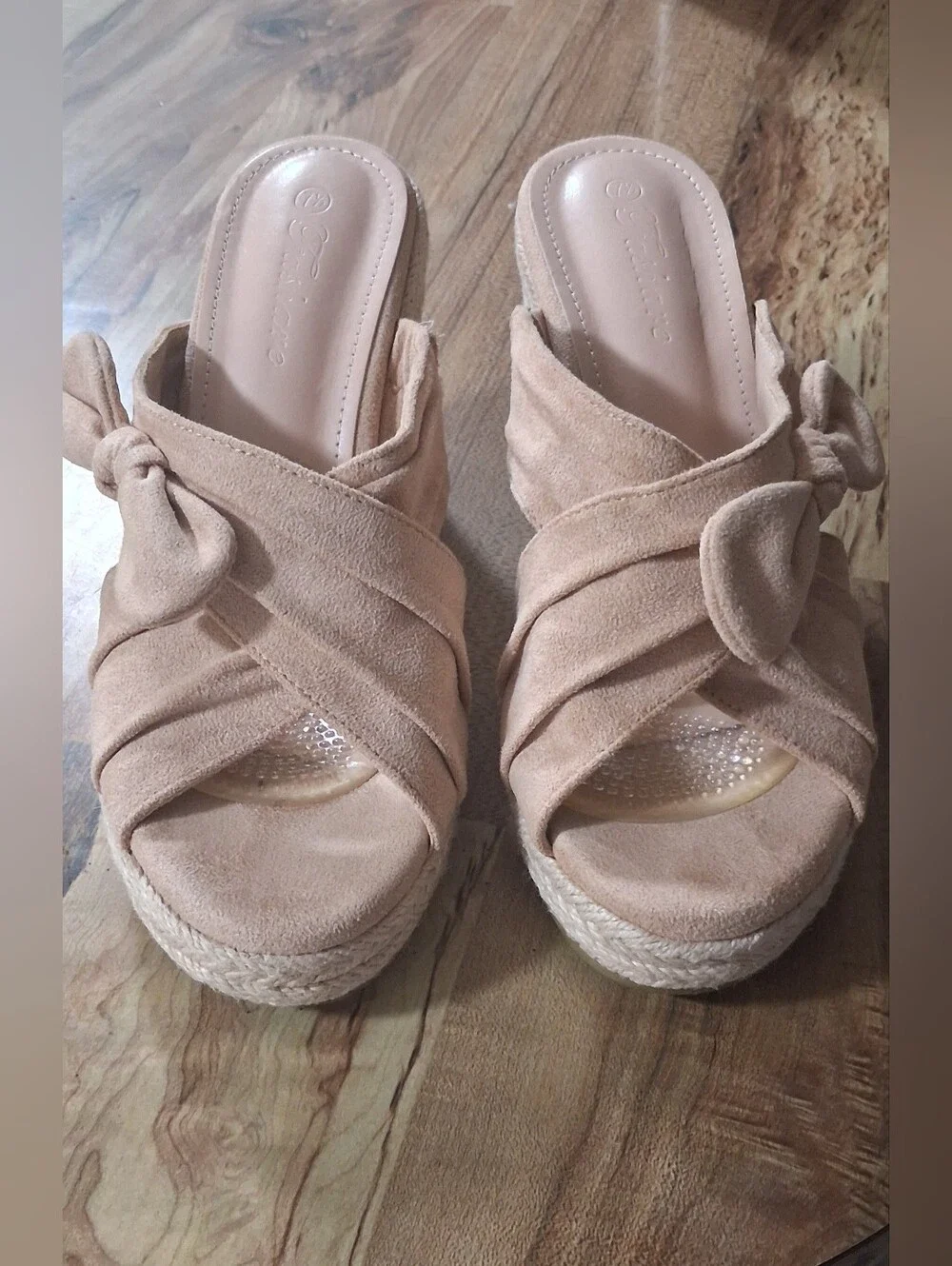 Fashare Beige Suede Platform Slide Sandals - Comfortable Women’s Summer Shoes